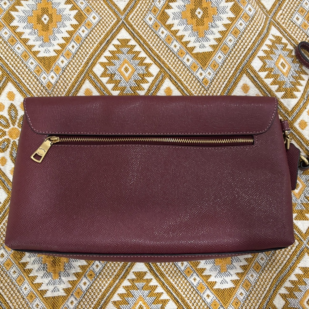 Coach Burgundy Leather Clutch Bag - Picture 2 of 3